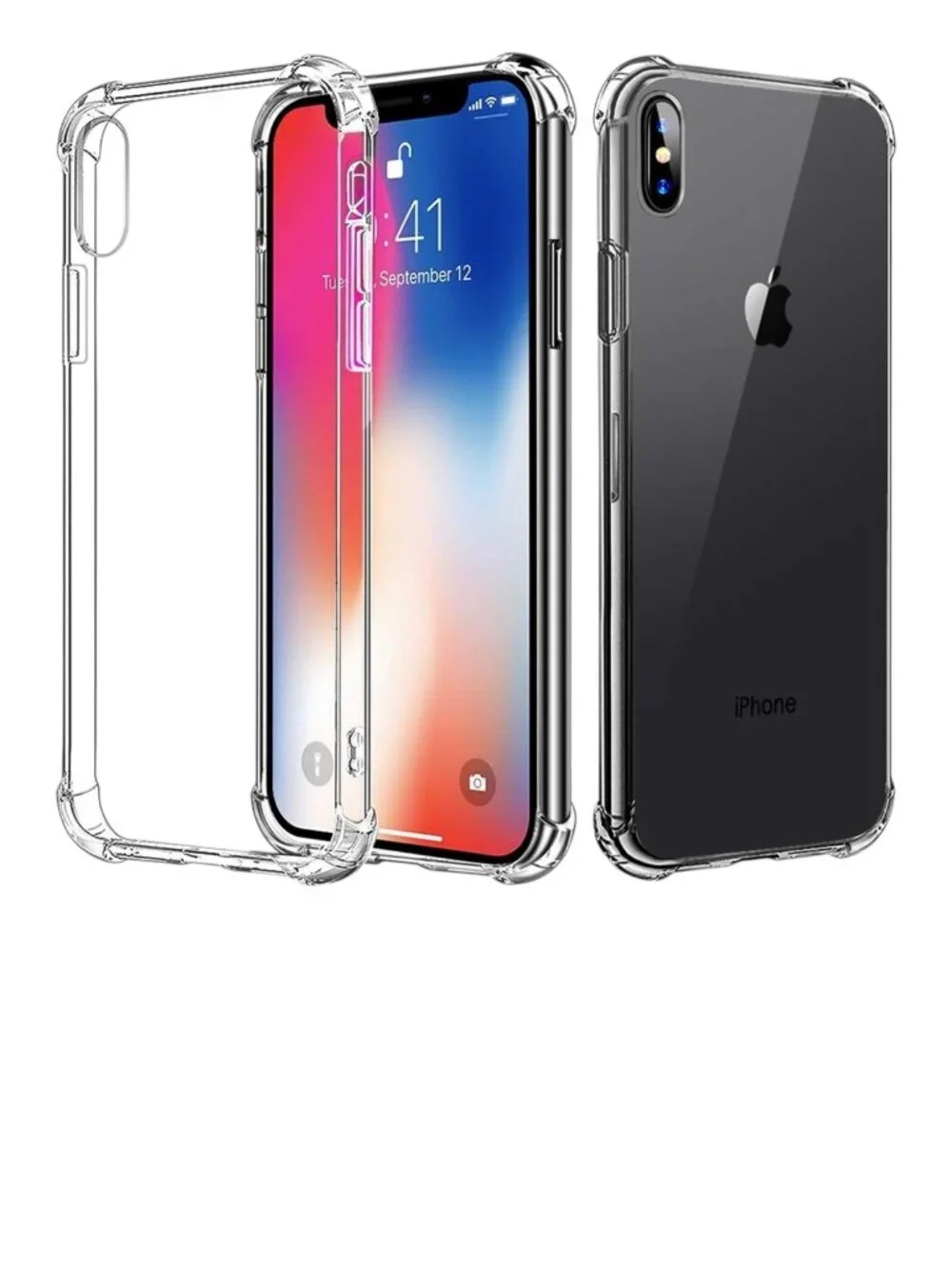 2 NEW iPhone Xs 1Os X 10 Clear Case Cover Transparent Slim Shock Absorption NIP